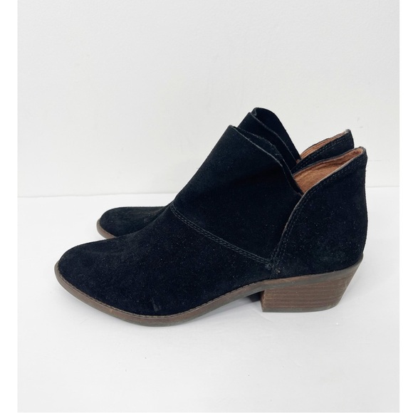 LUCKY BRAND | Black Fahmida Suede Pull On Ankle Boots Booties Sz. 8.5 - Picture 4 of 5